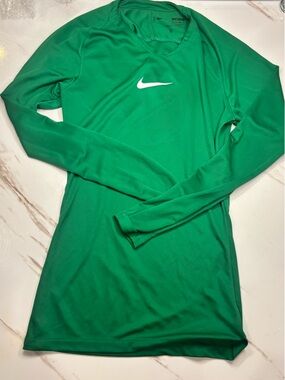 Nike Teal-Green Athletic Long Sleeve Top with Black Swoosh